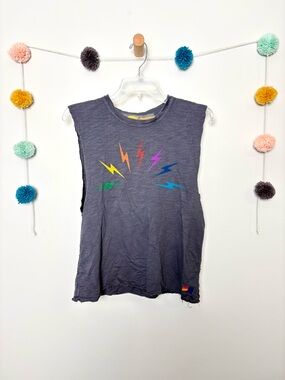 Aviator Nation Sunset Bolt Muscle Tank in Vintage Coal